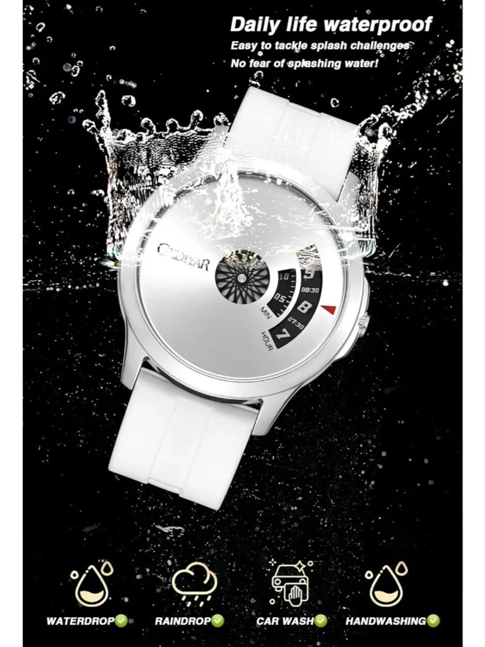 Men's All White Analog Quartz Design Fashion Waterproof Cool Unique Wrist Watch